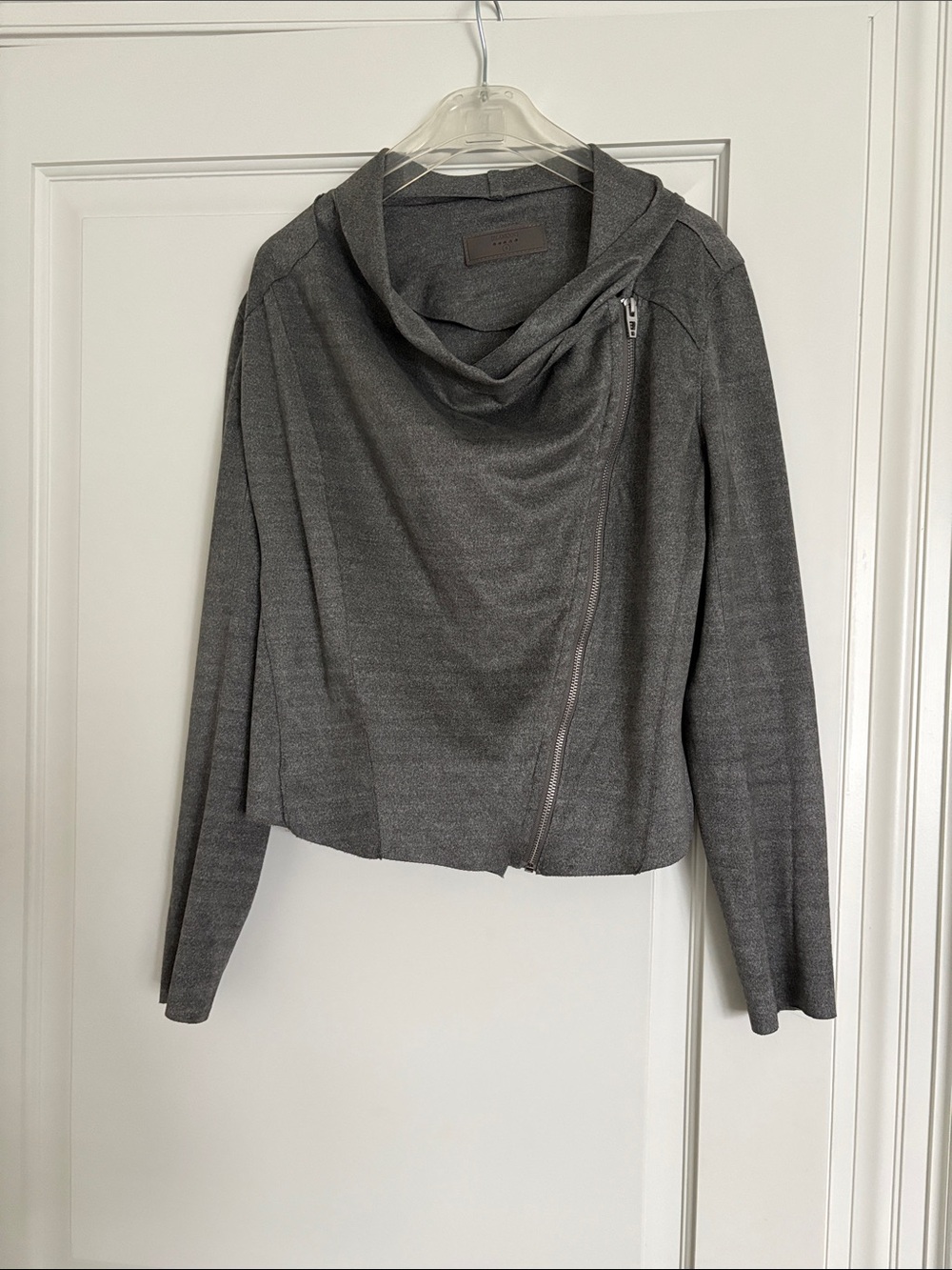 Blank NYC Dark Gray Draped Cowl Zip Jacket